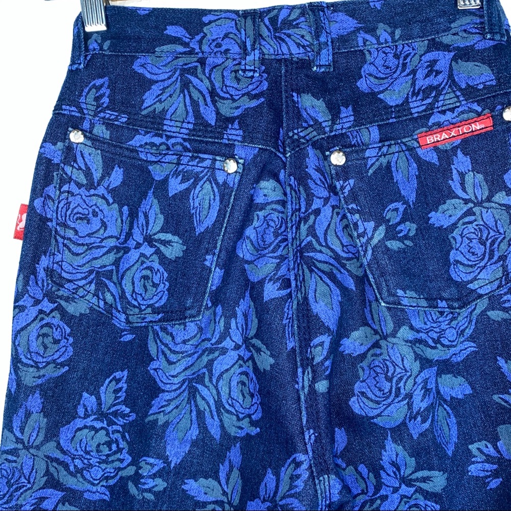 Braxton High Waisted Mom Floral Denim Jeans Jean - Picture 8 of 11